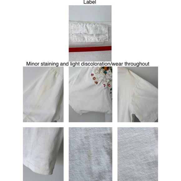 80s vintage white rainbow embellished cotton shirt pants matching two piece set - Picture 10 of 10